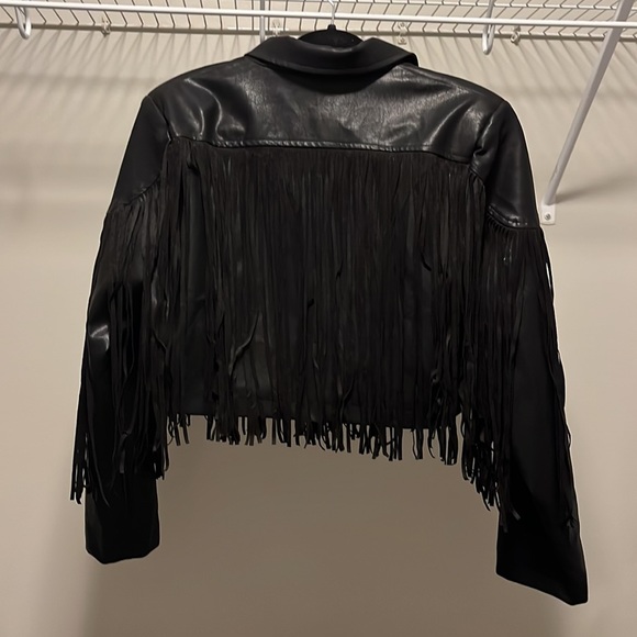 Faux Leather Fringe Leather Jacket - Picture 5 of 5